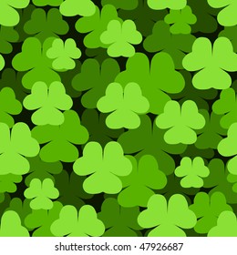 Seamless green shamrock Saint Patrick's Day pattern.