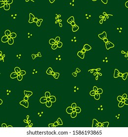 seamless green summer pattern with flowers 