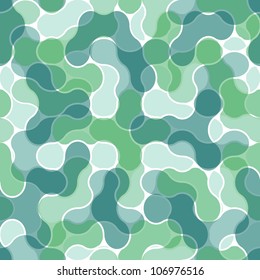 Seamless green textile pattern with abstract circle elements