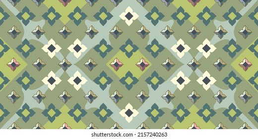 Seamless green tone striped Thai art vector for fabric, illustration, decoration