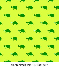 Seamless green turtles silhouette animal basic pattern vector
