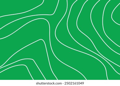 A seamless green vector background featuring abstract white contour lines forming fluid, wavy patterns. Ideal for modern design projects, presentations, or artistic illustrations.