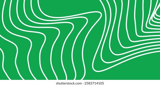 A seamless green vector background featuring abstract white contour lines forming fluid, wavy patterns. Ideal for modern design projects, presentations, illustrations. vector