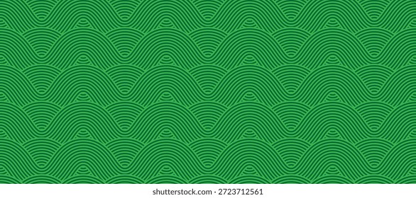 Seamless green vineyard pattern with organic wavy lines of grape fields. Eco‑friendly farm texture, abstract striped landscape, natural agriculture background, botanical vector design for rustic decor