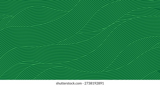 Seamless green vineyard pattern with organic wavy lines of grape fields. Eco‑friendly farm texture, abstract striped landscape, natural agriculture background, botanical vector design for rustic decor