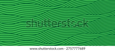 Seamless green vineyard pattern with organic wavy lines of grape fields. Eco‑friendly farm texture, abstract striped landscape, natural agriculture background, botanical vector design for rustic decor