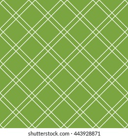 Seamless green and white diagonal squares outline pattern vector