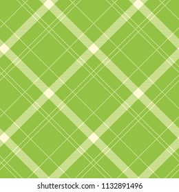 Seamless green and white diagonal textile plaid checked pattern vector
