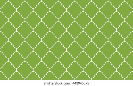 Seamless green and white flat outline moroccan pattern vector