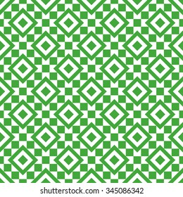 Seamless green and white geometric diagonal squares tile pattern vector