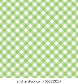 Seamless Green And White Gingham Pattern. Diagonal Check Print.