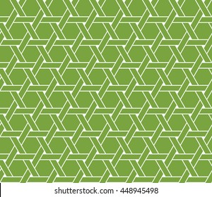 Seamless green and white hexagonal clockwise turning sun pattern vector