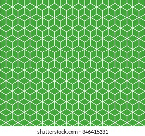Seamless green and white isometric cubes pattern vector