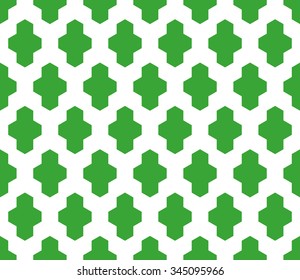 Seamless green and white isometric hexagonal rhombus tiles pattern vector