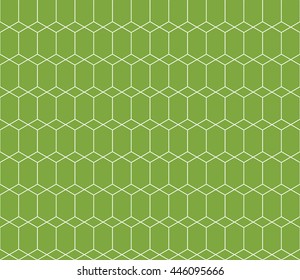 Seamless green and white isometric hexagonal overlay pattern vector