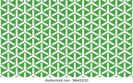 Seamless green and white isometric overlapping tridents pattern vector