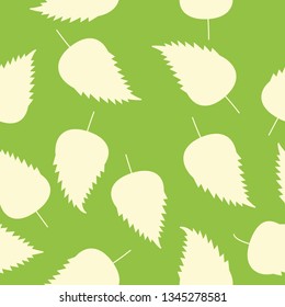 Seamless green and white leaves pattern vector