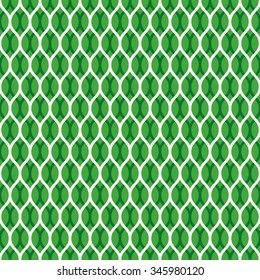 Seamless green and white overlapping woven pattern vector