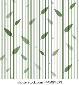 Seamless green and white pattern of stovolov trees leaves on them. Wallpaper. Organic natural theme.