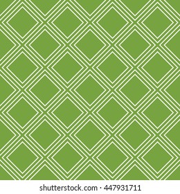Seamless green and white simple diagonal square outline endless pattern vector