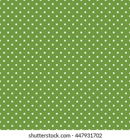 Seamless green and white square polka dots pattern vector