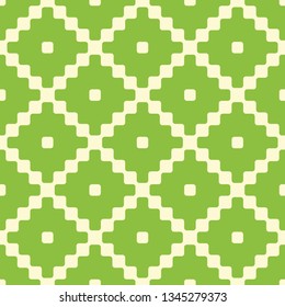 Seamless green and white vintage ethnic rounded diamonds textile pattern vector