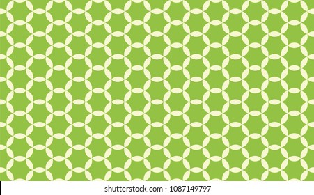 Seamless green and white vintage hexagonal floral petal circular textile pattern vector
