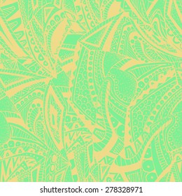 Seamless green and yellow pattern. Abstract vector background. 