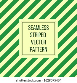 Seamless green and yellow striped vector pattern with a frame