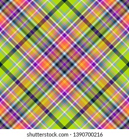 Seamless green-violet checkered diagonal pattern. Vector, eps 10