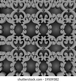 Seamless grey 3D ornament vector pattern