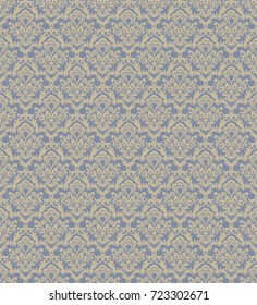Seamless grey background with beige pattern in baroque style. Vector retro illustration. Ideal for printing on fabric or paper.