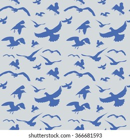 seamless grey background with flying birds vector