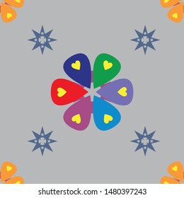 Seamless grey background on colorful flower pattern vector