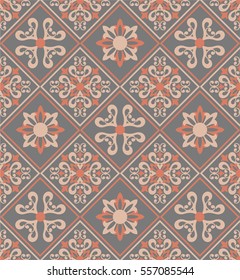 Seamless grey background with pattern in baroque style. Vector retro illustration.  Ideal for printing on fabric or paper.