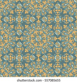 Seamless grey background with pattern in baroque style. Vector retro illustration.  Ideal for printing on fabric or paper.