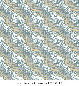 Seamless grey background with pattern in baroque style. Vector retro illustration. Ideal for printing on fabric or paper.