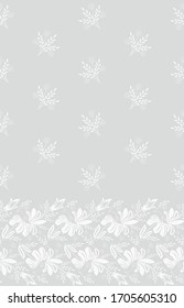 Seamless grey background with white flowers and leaves. Vector retro illustration. Ideal for printing on fabric or paper for wallpapers, textile, wrapping. 
