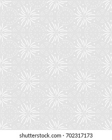Seamless grey background with white geometric pattern. Ideal for printing on fabric or paper. Vector illustration.