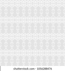 Seamless grey background with white pattern in baroque style. Vector retro illustration. Ideal for printing on fabric or paper for wallpapers, textile, wrapping. 