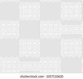 Seamless grey background with white pattern in baroque style. Vector retro illustration. Ideal for printing on fabric or paper for wallpapers, textile, wrapping. 