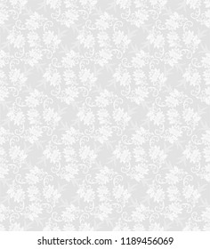 Seamless grey background with white pattern in baroque style. Vector retro illustration. Ideal for printing on fabric or paper for wallpapers, textile, wrapping. 
