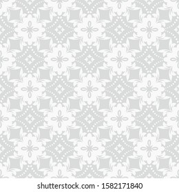 Seamless grey background with white pattern in baroque style. Vector retro illustration. Ideal for printing on fabric or paper for wallpapers, textile, wrapping. 