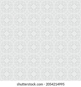 Seamless grey background with white pattern in baroque style. Vector retro illustration. Islam, Arabic, Indian, ottoman motifs. Perfect for printing on fabric or paper.