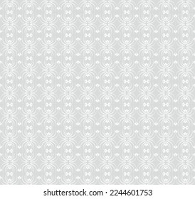 Seamless grey background with white pattern in baroque style. Vector retro illustration. Ideal for printing on fabric or paper for wallpapers, textile, wrapping. 