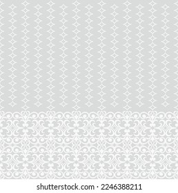 Seamless grey background with white pattern in baroque style. Vector retro illustration. Ideal for printing on fabric or paper for wallpapers, textile, wrapping. 
