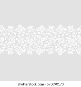 Seamless grey background with white pattern in baroque style. Vector retro illustration. Ideal for printing on fabric or paper.