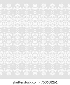 Seamless grey background with white pattern in baroque style. Vector retro illustration. Ideal for printing on fabric or paper.