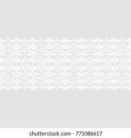 Seamless grey background with white pattern in baroque style. Vector retro illustration. Ideal for printing on fabric or paper.