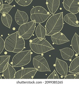 seamless grey background with yellow leaves. vector